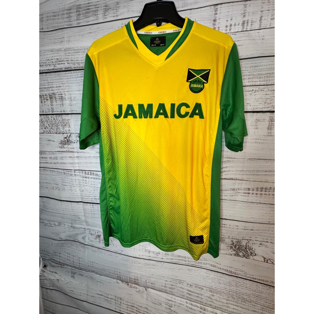 Orro Jamaica Football Club Soccer Jersey Mens Medium Yellow Green Dri-Fit Shirt